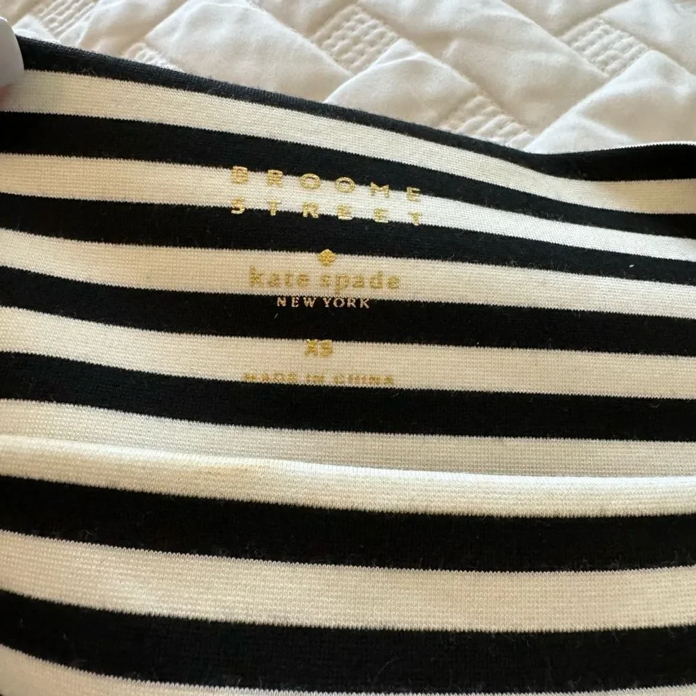 Kate Spade Broome Street Black White Stripe Ponte Knit Dress Size XS